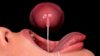 CLOSE UP: The best free sloppy mouth for your cum! Use my cum dumpster! Hot cock sucking ASMR - blowjob