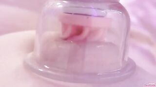 A girl's nipples and clit get hard after playing with a toy