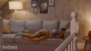 Two girls enjoy romantic lesbian sex with a vibrator, bringing intense pleasure