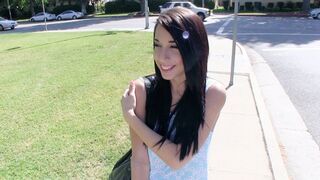 The cute amateur teen Mia Hurley shows her boobs to earn money