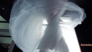 A wedding dress was accidentally left behind and someone stayed to fuck