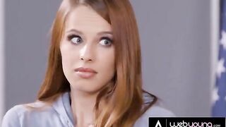A detective investigates a red-haired suspect in a steamy classroom scene