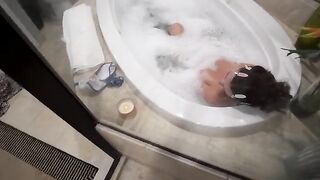 Cute baby has a bathroom with her step brother