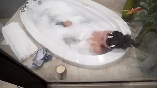 Cute baby has a bathroom with her step brother
