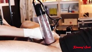 The cock pumping process and the resulting large penis ejaculation compilation