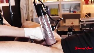 The cock pumping process and the resulting large penis ejaculation compilation