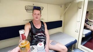 The hot guy fucked his friend on the train