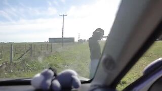 Petite teen gets horny and sucks my cock on our road trip adventure