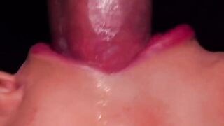 Babe broke the condom and got all the cum in her mouth during an intense ASMR session