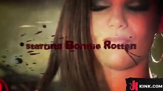 Young brunette gets fucked hard, tied up and cum on her face