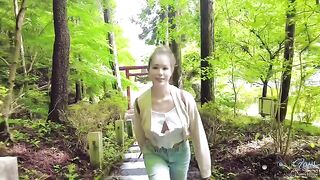 A couple has crazy sex on a rainy day while hiking in the mountains