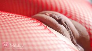 Honey loves when her pussy is captured in close-up shots, showcasing its beauty
