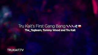 Tru Kait, the stunning Latina from Long Beach, California, experiences her first gang bang in this intense video