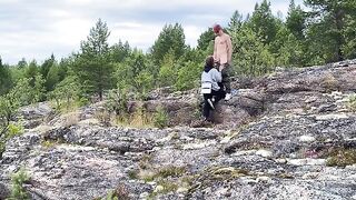 A man had sex with a girl on a stone in nature, it was a great view