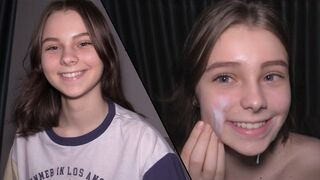 Submissive 18yo gets her pussy filled with cum by a huge cock