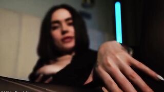 A hot girl with big boobs gets her pussy oiled up