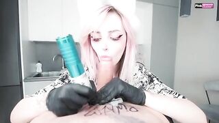Getting a tattoo at home with a cute babe