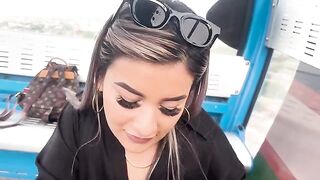 A cute girl has sex with her stepbrother's friend while riding the cable car