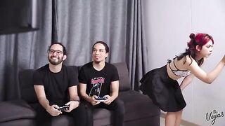 Skinny Latina Cindy Luna gets her tight ass smashed by two cocks in a rough DP