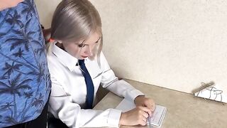 A cute girl is having sex with her nice tutor at home