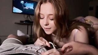 A cute girl surprises her boyfriend with passionate bathroom sex
