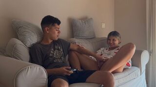 A stepsister won’t let her stepbrother finish his video game unless he has sex with her