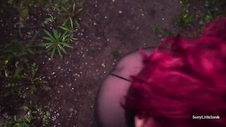 Russian chick got banged and creampied in ass in woods