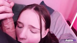 Schoolgirl swallows cock with incredible pleasure