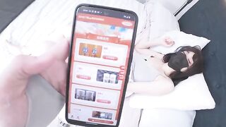 A man fucks a Chinese girl with big boobs after catching her masturbating
