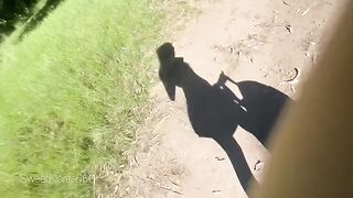 A cute girl got fucked in the middle of the woods by a muscular guy