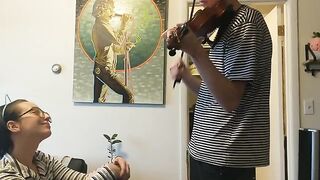 The couple was trying to practice violin but things got sexual