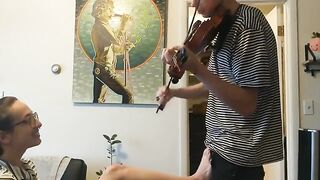 The couple was trying to practice violin but things got sexual