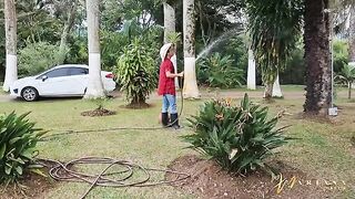 The gardener got fucked by two horny friends in a steamy encounter