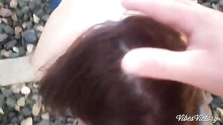 A girl is stressed because she missed the last train, so she gets a cumshot on her face