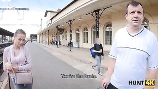 Hunter found a girl at the train station and paid her to fuck on cam