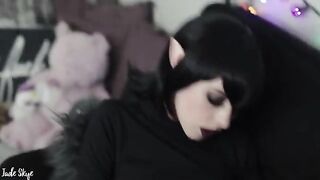 Petite goth girl Mavis gets fucked and swallows cum in a steamy scene
