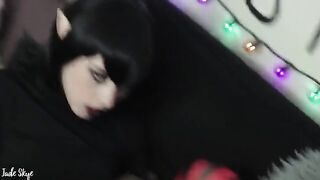 Petite goth girl Mavis gets fucked and swallows cum in a steamy scene
