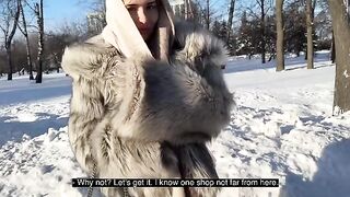 Fur coat owner gets fucked by a street bitch doggy style