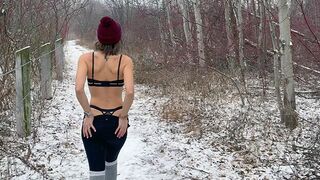 The husband shared his wife’s pussy with friend in the snow