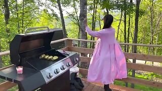 MILF with big tits gets fucked outdoors