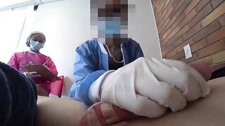 Two crazy nurses fuck with me in the hospital hallway. Public Dick Flash