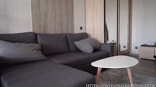 The guy fucks his steaming stepmom while his wife watches outside the window