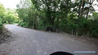 A cute girl has her first motorcycle ride with a stranger and gets fucked in the jungle