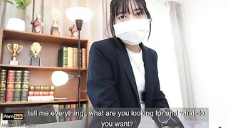 The gardener has sex with the Asian teacher in the classroom, a steamy encounter
