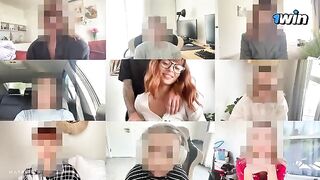 Redhead babe fucks with a guy on a Zoom meeting