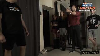 An orgy is taking place at a school with participants who are eager and willing