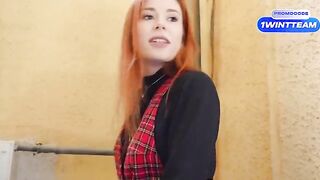 A busty girl had sex with a YouTuber in the vestibule
