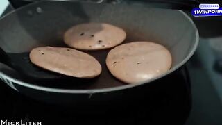 The favorite breakfast of a hot babe is pancakes and sex