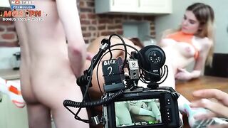 Behind the Scenes: FFM threesome and Russian porn making