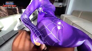 Spiderman X: Mary J steals Miles Morales' powers with multiple creampies in HD
